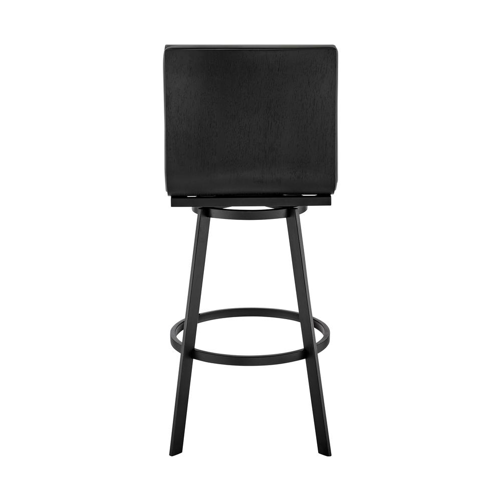Nikole 26" Counter Height Swivel Bar Stool in Matt Black Finish with Gray Faux Leather. Picture 5
