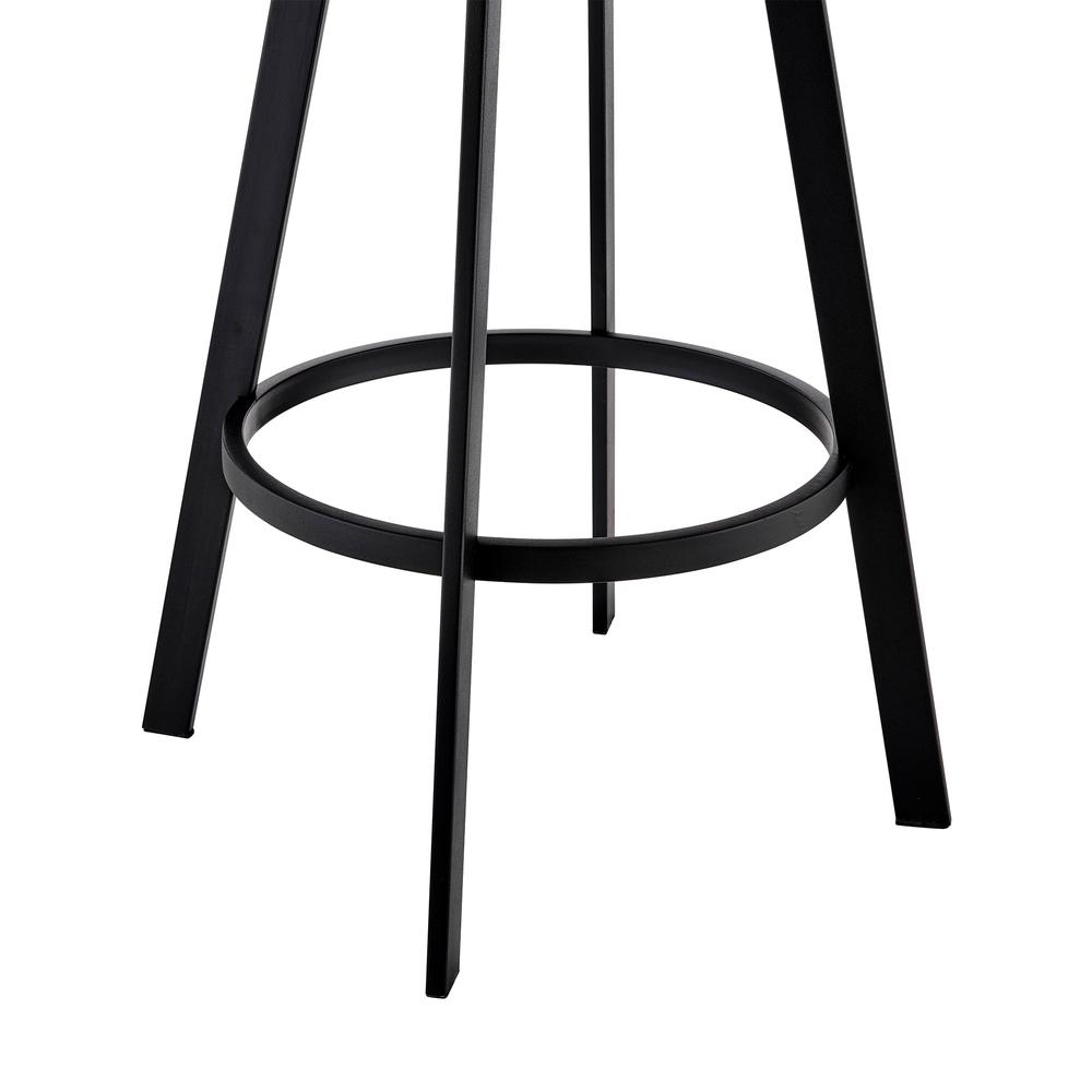Nikole 26" Counter Height Swivel Bar Stool in Matt Black Finish with Gray Faux Leather. Picture 8