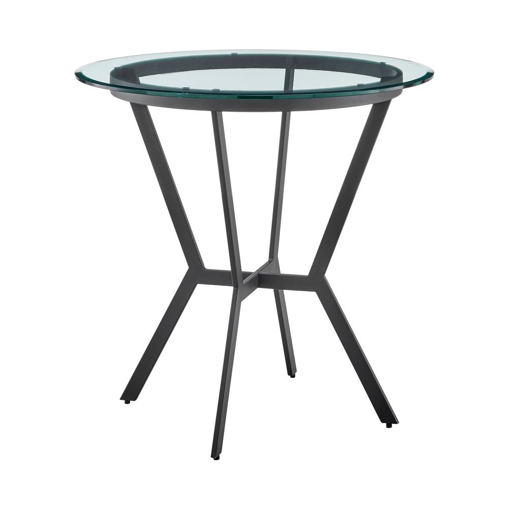 Naomi Round Glass and Black Metal Bar Table. Picture 1