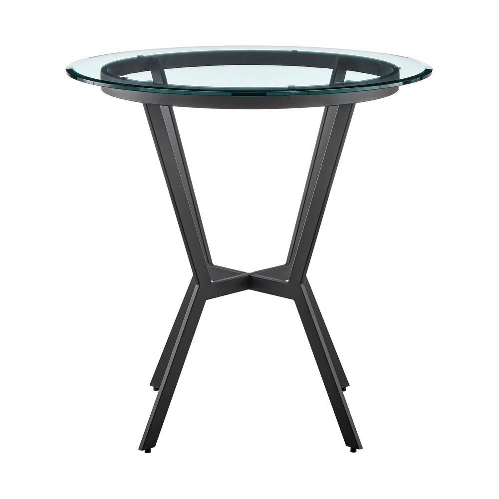 Naomi Round Glass and Black Metal Bar Table. Picture 2