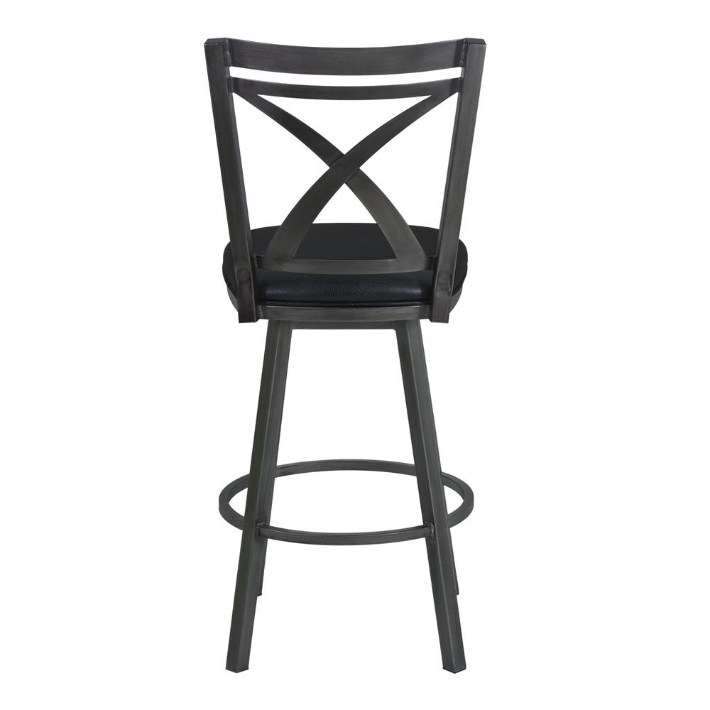Nova 30" Bar Height Metal Swivel Brastool in Ford Black Pu and Mineral Finish. Picture 2