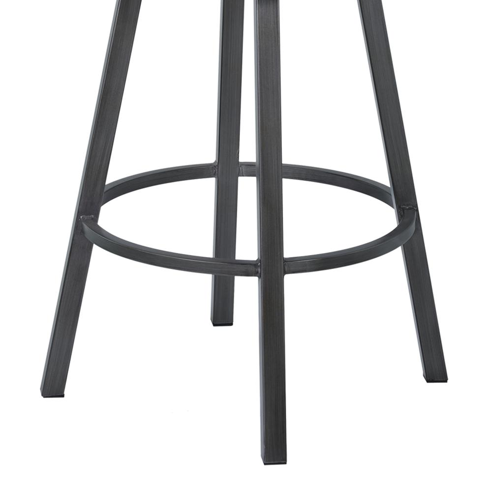 30" Bar Height Metal Swivel Brastool in Ford Black Pu and Mineral Finish. Picture 4