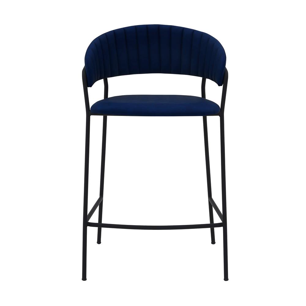 Nara 26" Blue Faux Leather and Metal - Counter Height Bar Stool. Picture 2