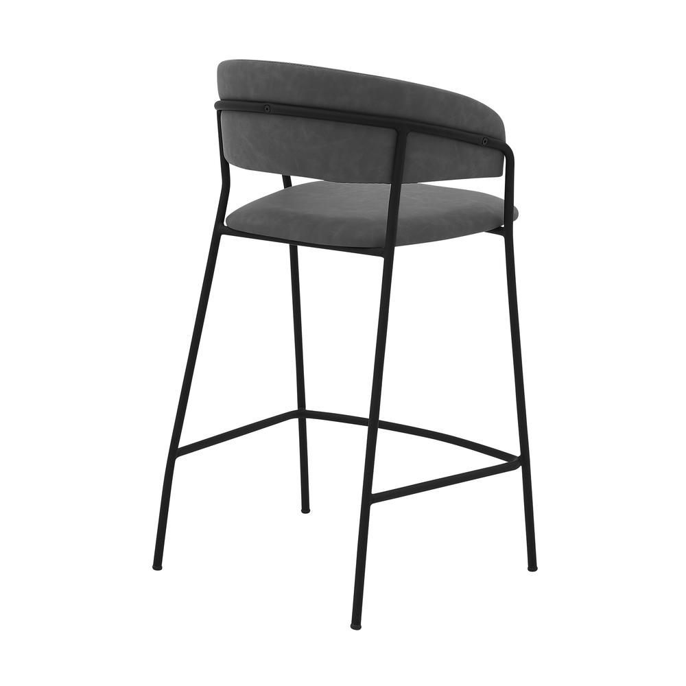 Nara 26" Gray Faux Leather and Metal- Counter Height Bar Stool. Picture 3