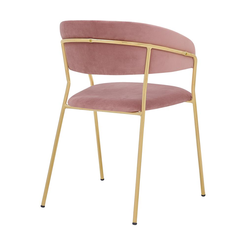 Nara Modern Pink Velvet and Gold Metal Leg Dining Room Chairs - Set of 2. Picture 4