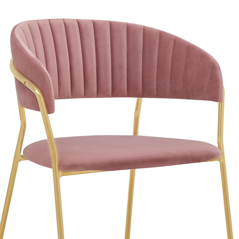 Nara Modern Pink Velvet and Gold Metal Leg Dining Room Chairs - Set of 2. Picture 5