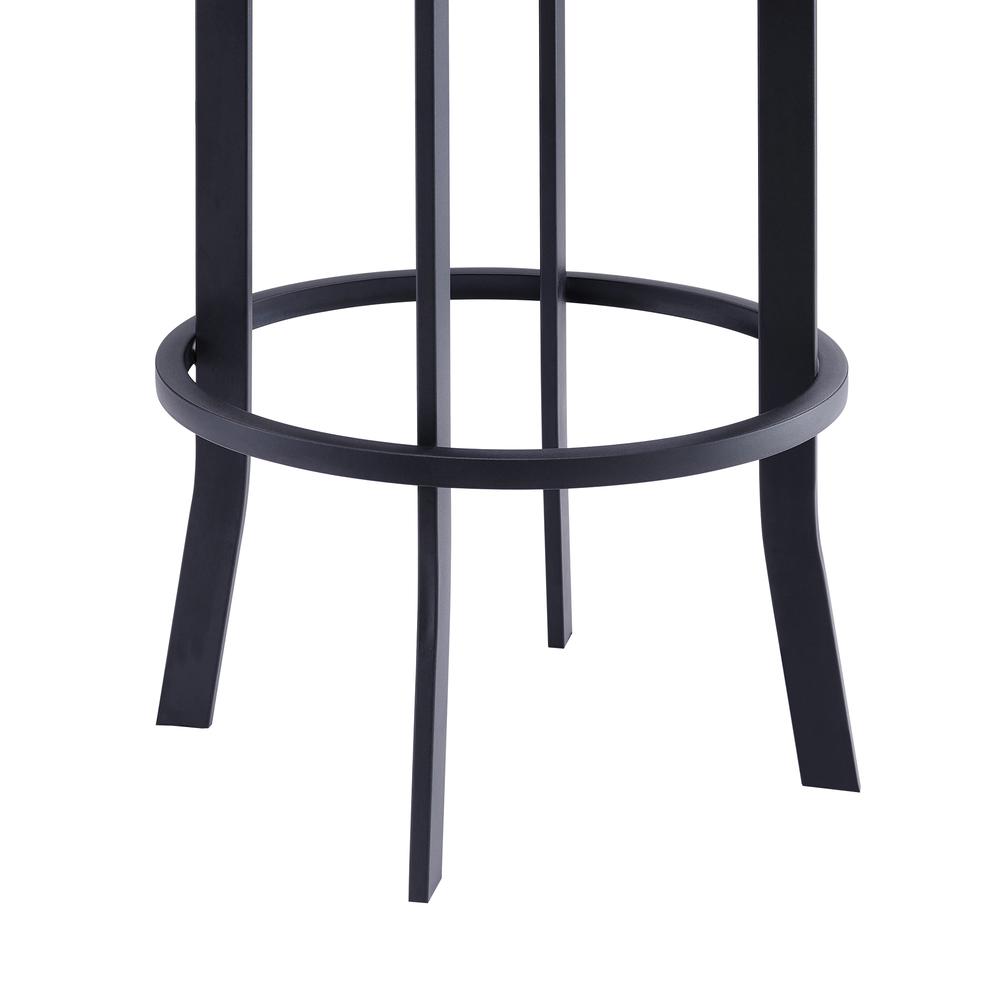 Contemporary 30" Bar Height Barstool in Black Powder Coated Finish and Vintage Grey Faux Leather. Picture 7