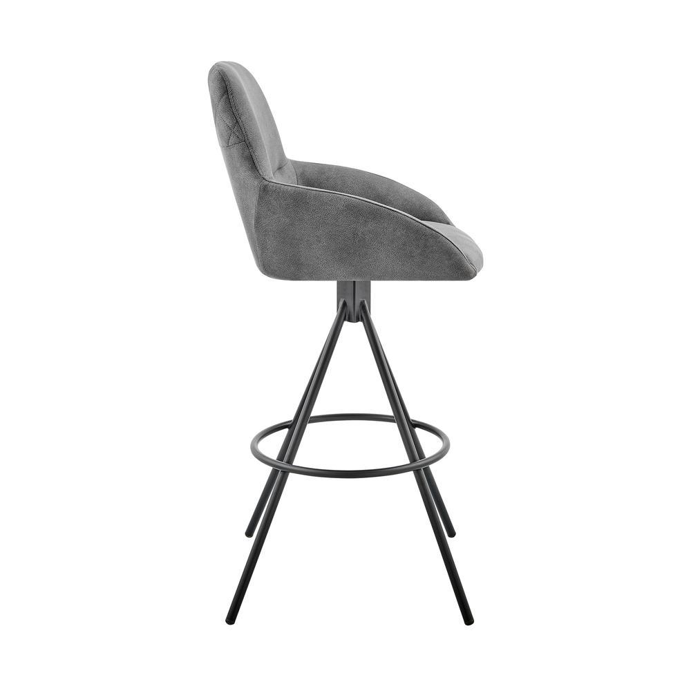 Odessa 26" Counter Height Bar Stool in Charcoal Fabric and Black Finish. Picture 2