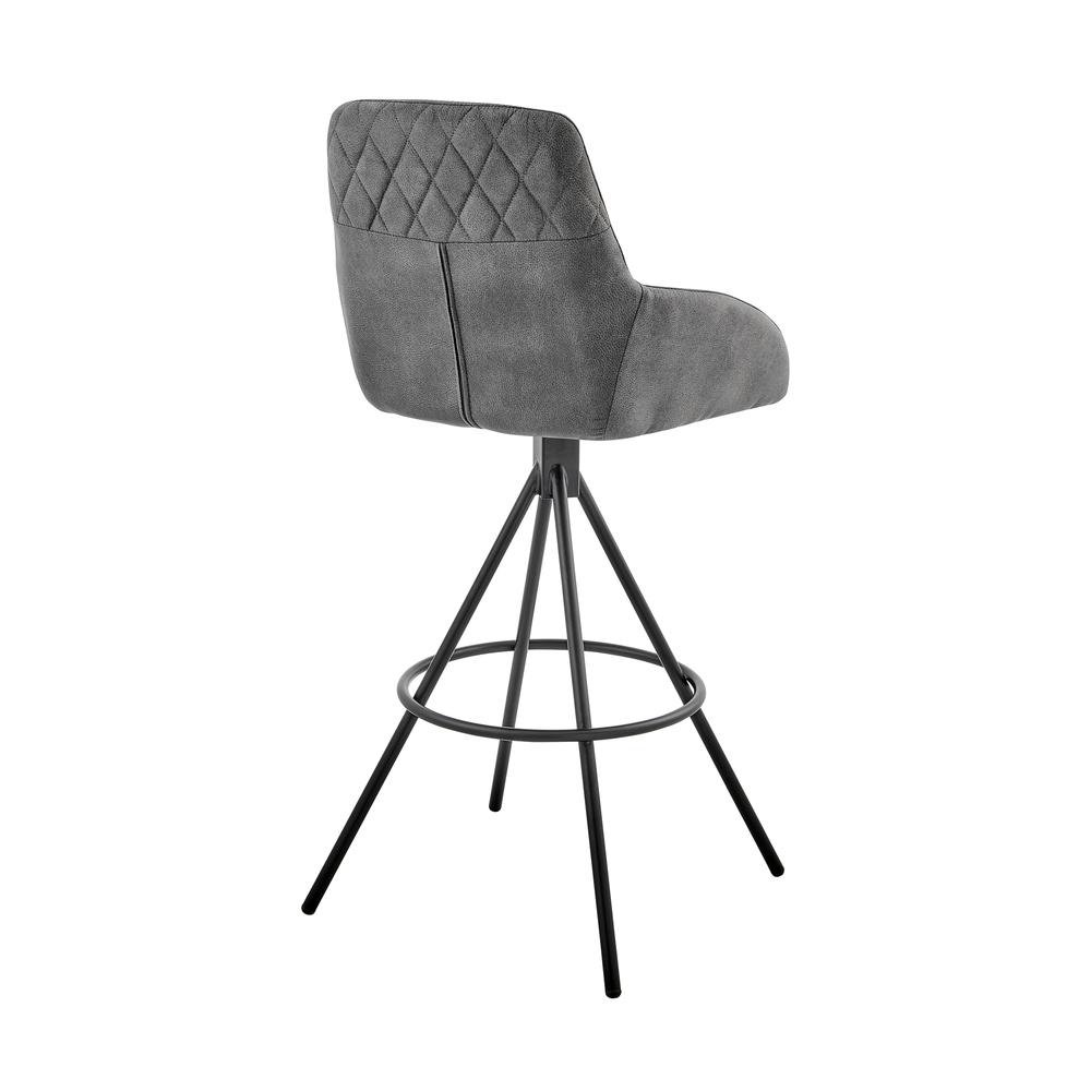 Odessa 26" Counter Height Bar Stool in Charcoal Fabric and Black Finish. Picture 3