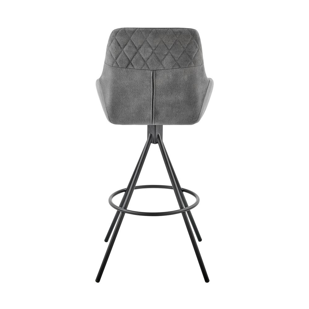 Odessa 26" Counter Height Bar Stool in Charcoal Fabric and Black Finish. Picture 4