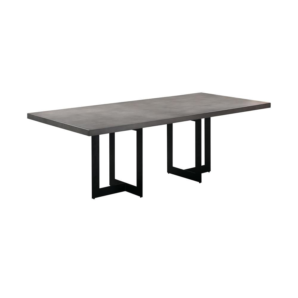 Odet Rectangular 87" Dining Table in Concrete and Black Metal. Picture 1