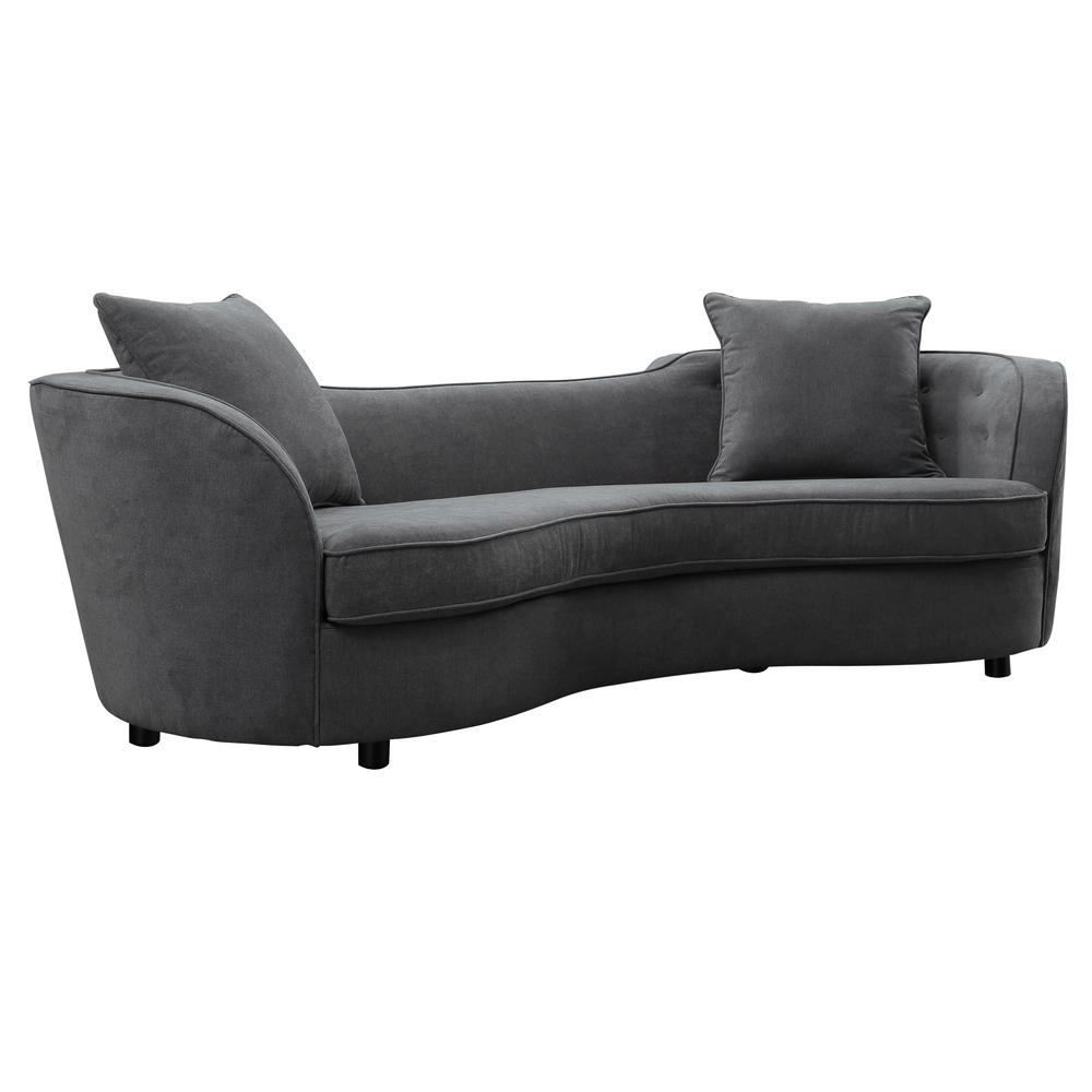 Armen Living Palisade Contemporary Sofa in Grey Velvet with Brown Wood Legs. Picture 1