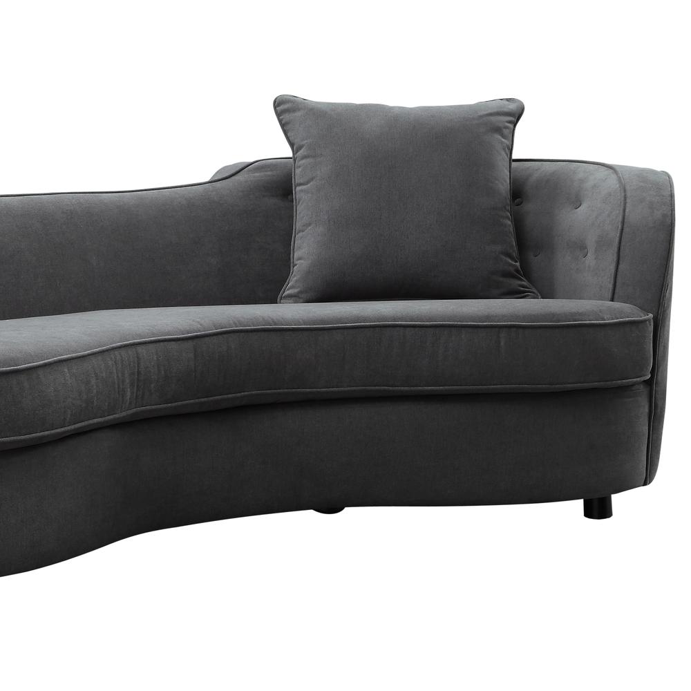 Armen Living Palisade Contemporary Sofa in Grey Velvet with Brown Wood Legs. Picture 2