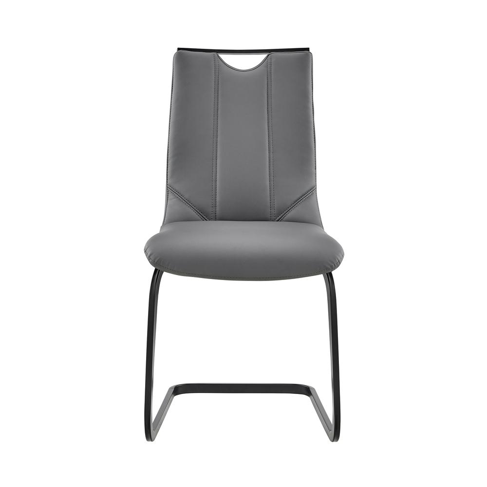 Pacific Dining Room Chair in Grey Faux Leather and Black Finish - Set of 2. Picture 1