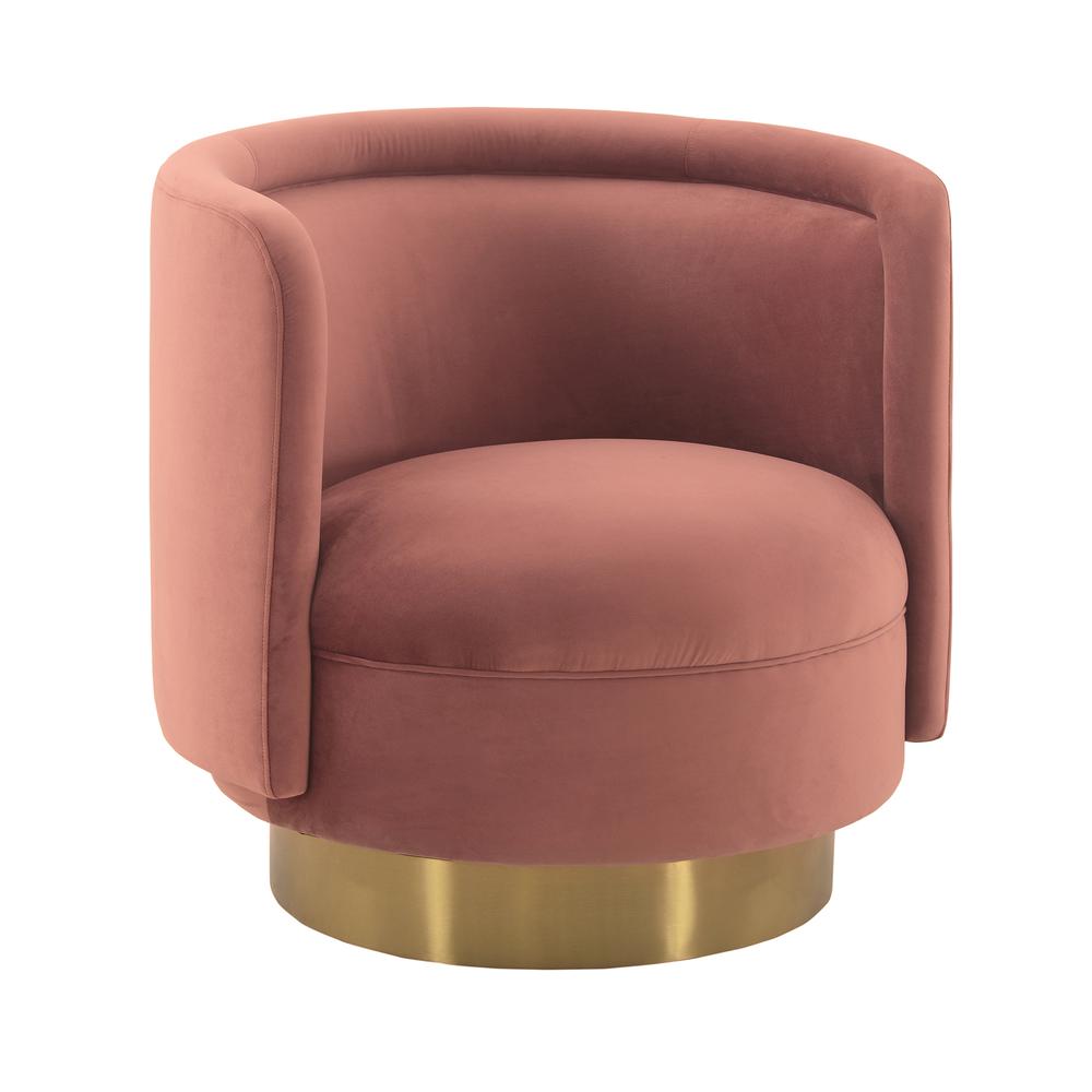 Peony Blush Fabric Upholstered Sofa Accent Chair with Brushed Gold Legs. Picture 1