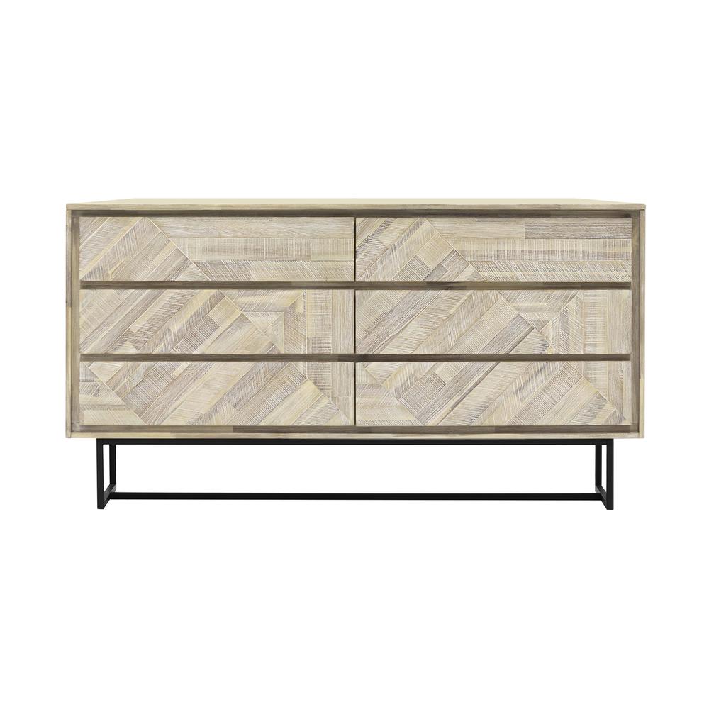 Peridot 6 Drawer Dresser in Natural Acacia Wood. Picture 1