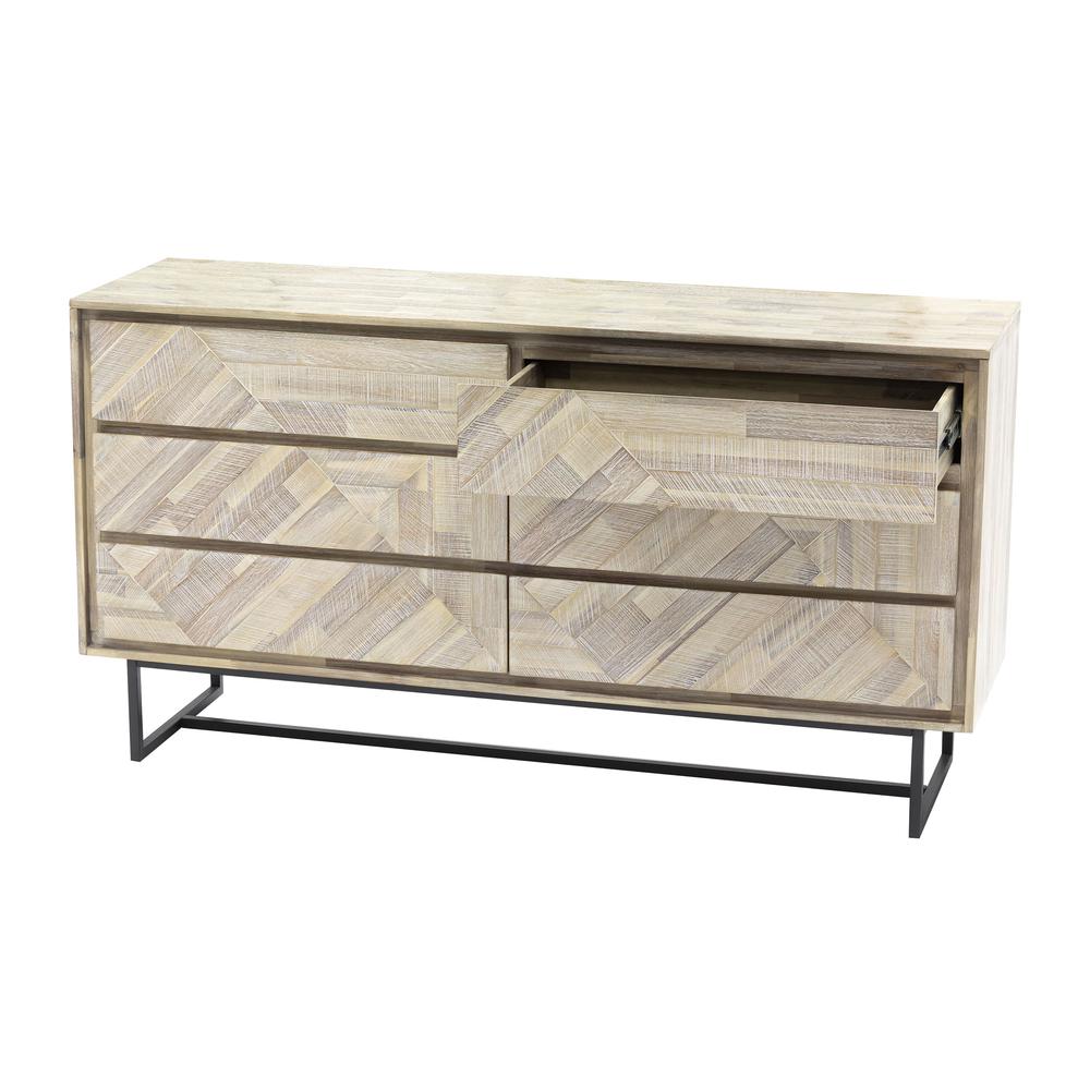 Peridot 6 Drawer Dresser in Natural Acacia Wood. Picture 3
