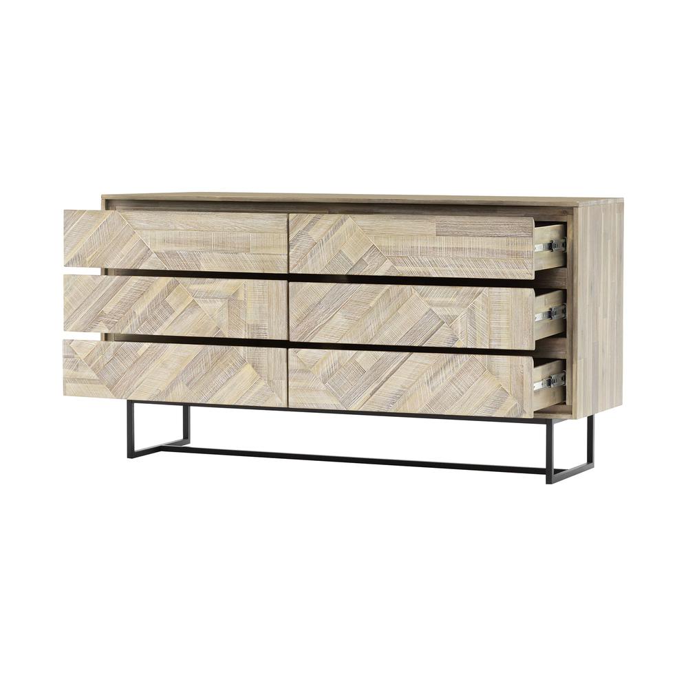 Peridot 6 Drawer Dresser in Natural Acacia Wood. Picture 4