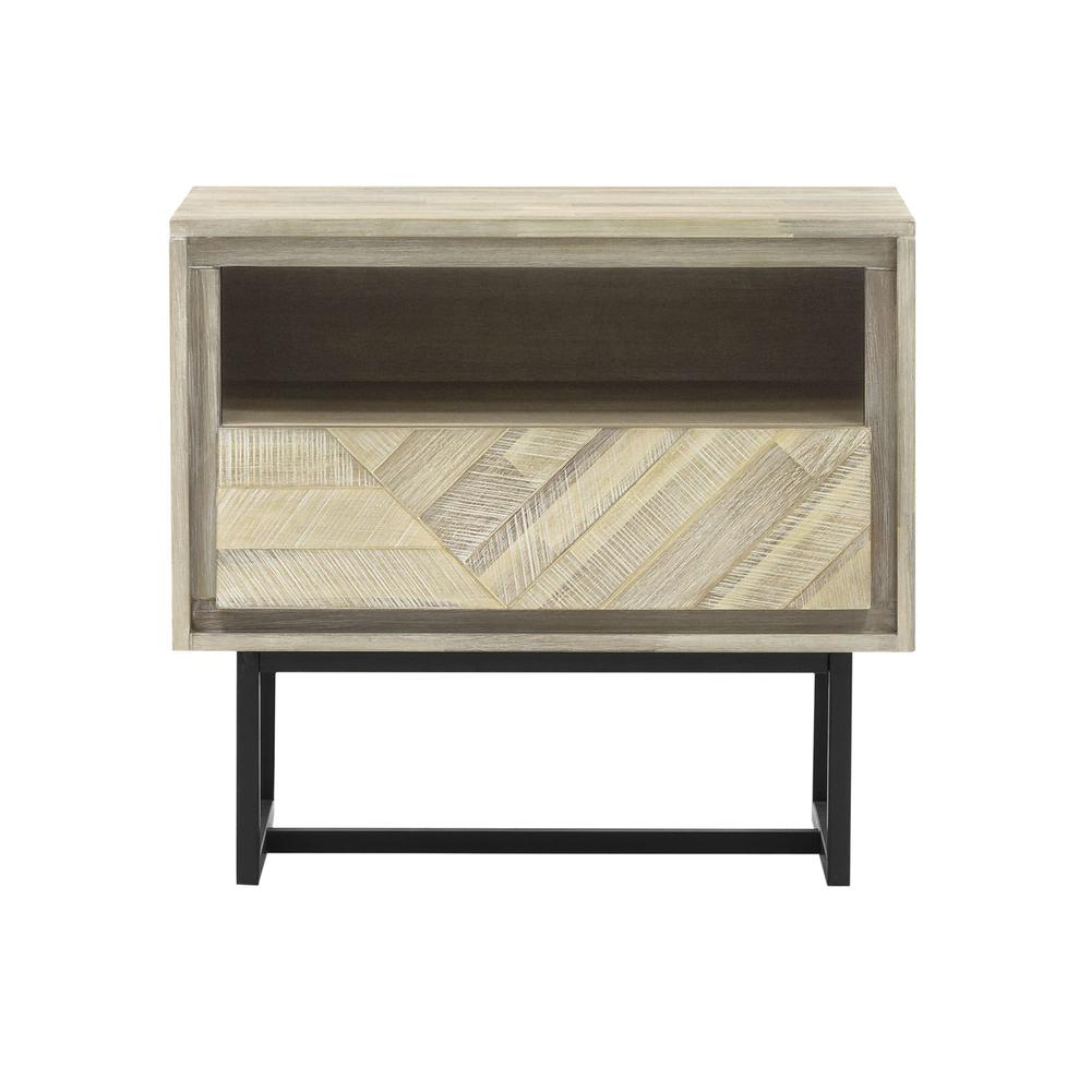Peridot 1 Drawer Nightstand in Natural Acacia Wood. Picture 3