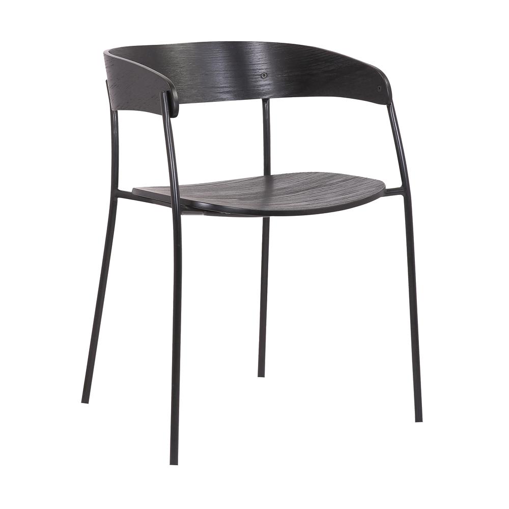 Perry Wood and Metal Modern Dining Room Chairs Set of 2, BLACK. Picture 1
