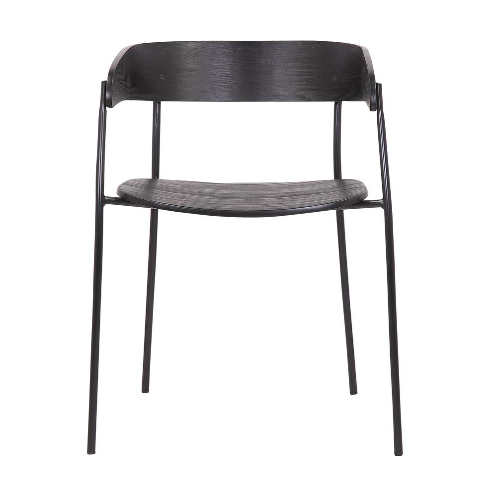 Perry Wood and Metal Modern Dining Room Chairs Set of 2, BLACK. Picture 2