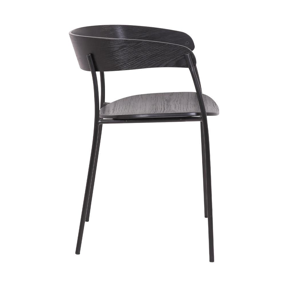 Perry Wood and Metal Modern Dining Room Chairs Set of 2, BLACK. Picture 3
