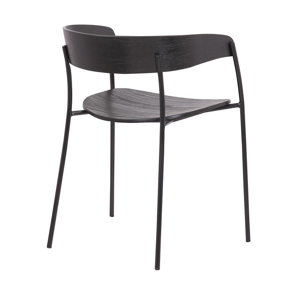 Perry Wood and Metal Modern Dining Room Chairs Set of 2, BLACK. Picture 4
