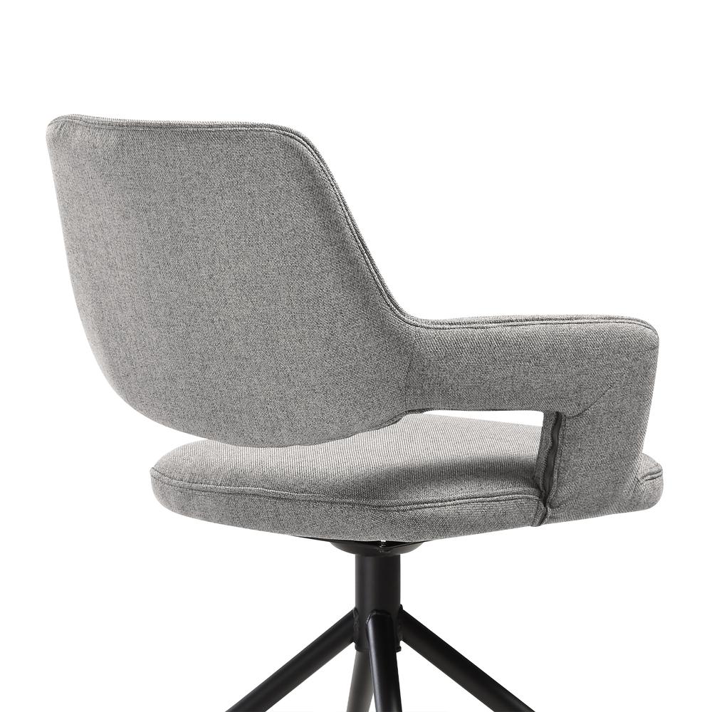 Swivel Upholstered Dining Chair in Gray Fabric with Black Metal Legs - Set of 2. Picture 7