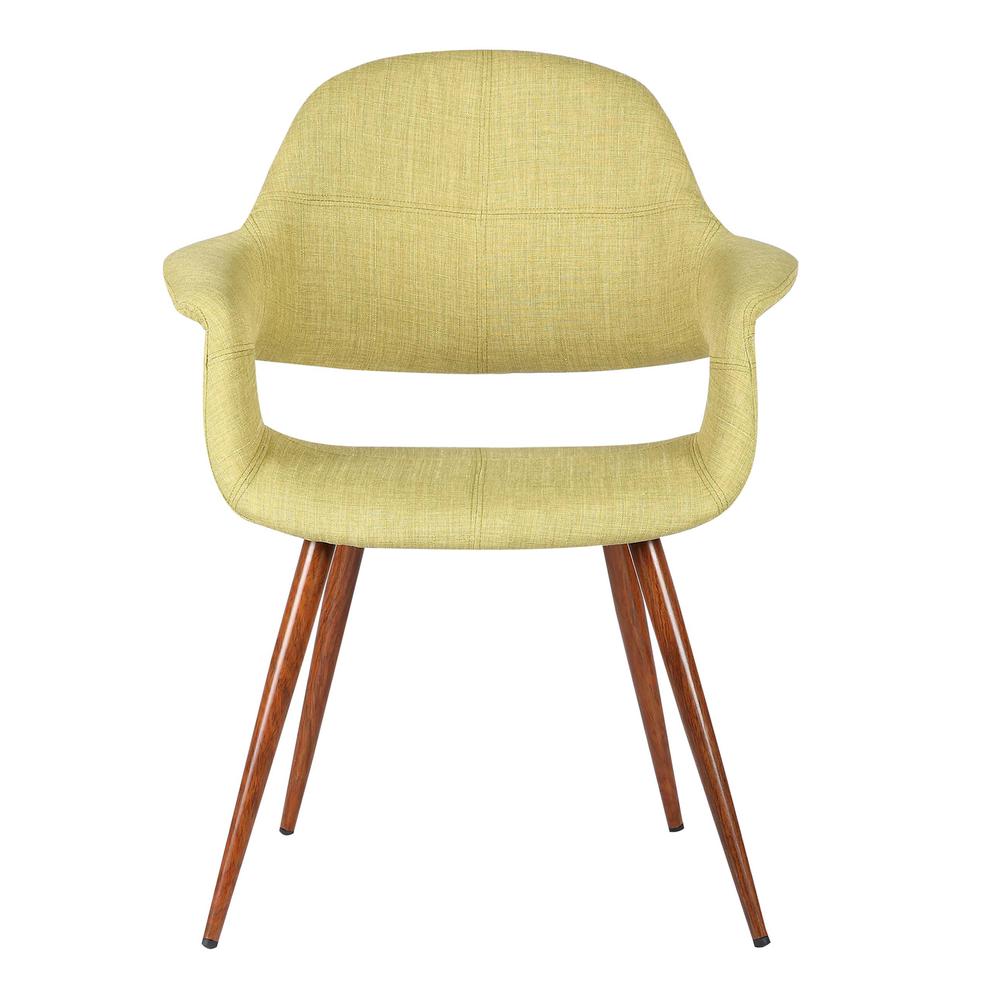 Armen Living Phoebe Mid-Century Dining Chair in Walnut Finish and Green Fabric. Picture 2