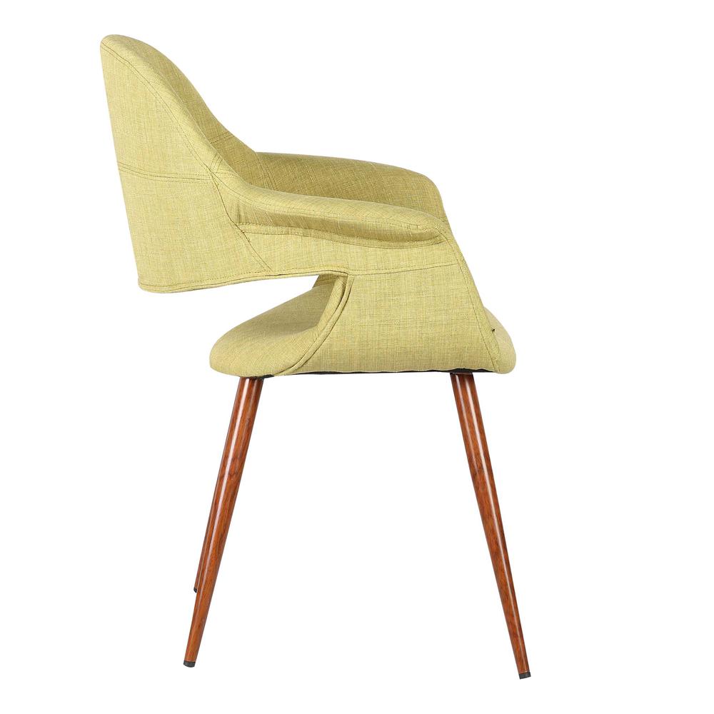 Armen Living Phoebe Mid-Century Dining Chair in Walnut Finish and Green Fabric. Picture 3