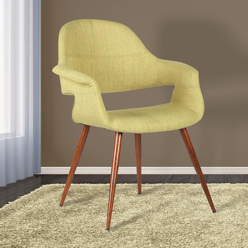 Mid-Century Dining Chair - Walnut Finish and Green Fabric. Picture 8