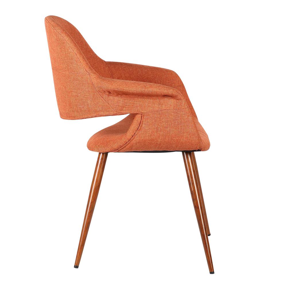 Armen Living Phoebe Mid-Century Dining Chair in Walnut Finish and Orange Fabric. Picture 3