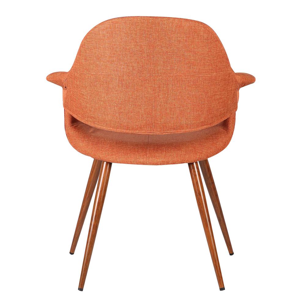 Armen Living Phoebe Mid-Century Dining Chair in Walnut Finish and Orange Fabric. Picture 4