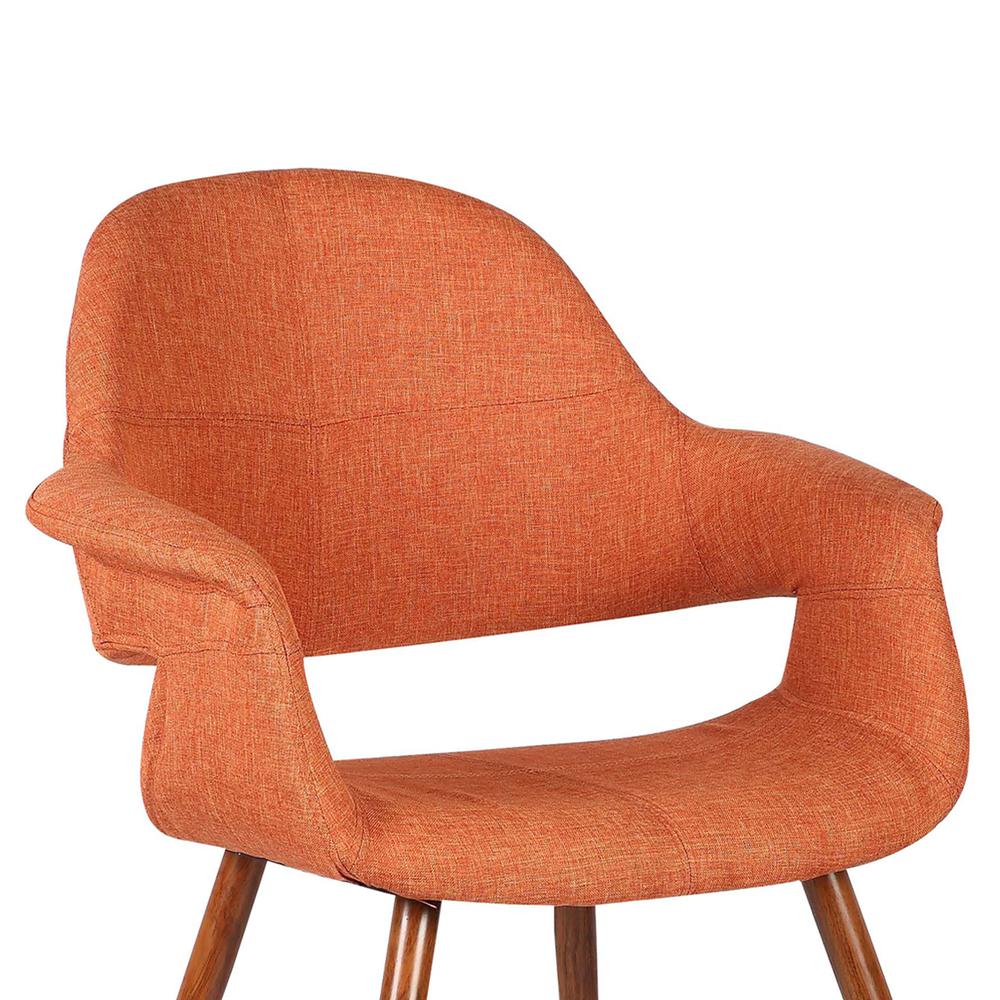 Armen Living Phoebe Mid-Century Dining Chair in Walnut Finish and Orange Fabric. Picture 5