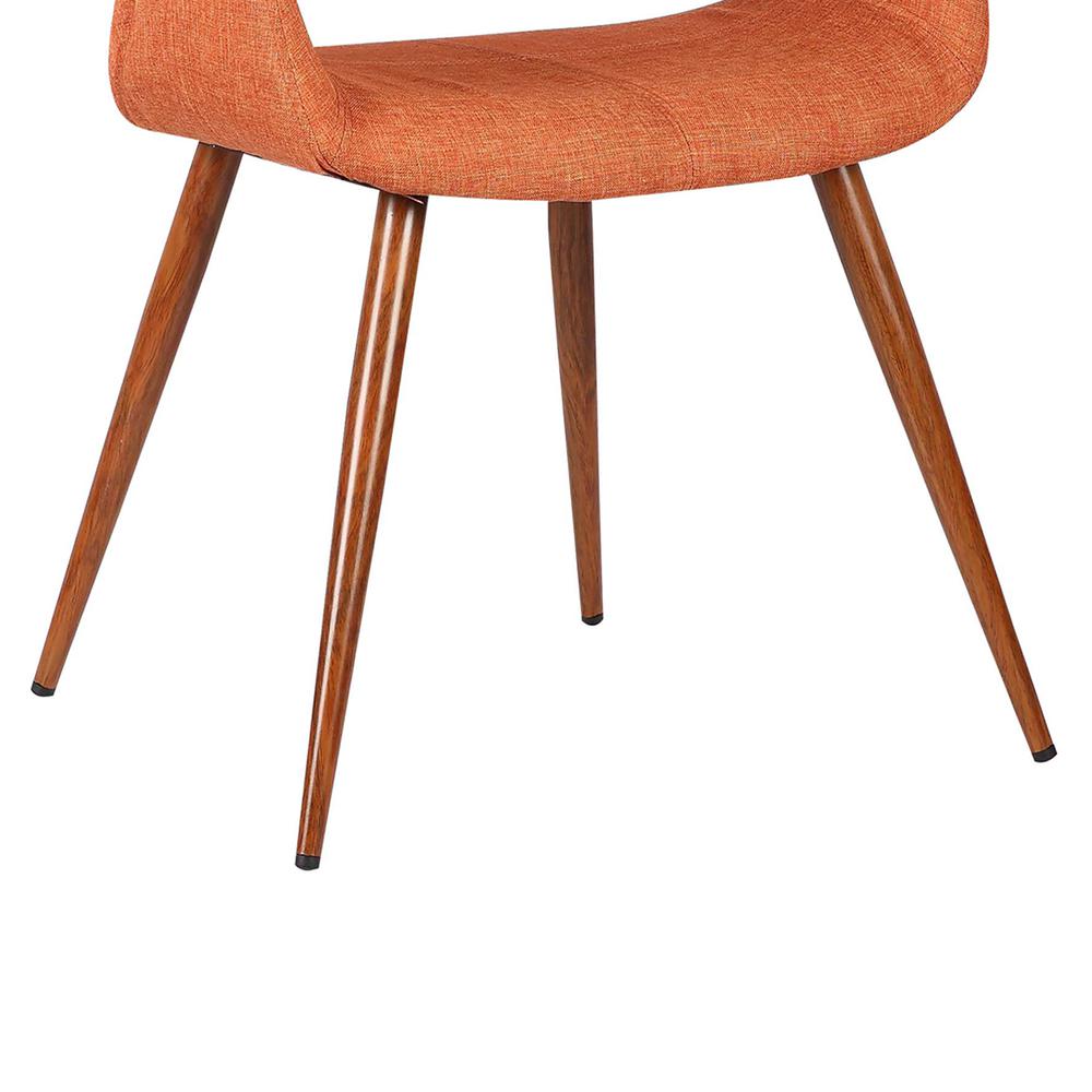 Mid-Century Dining Chair in Walnut Finish and Orange Fabric. Picture 7