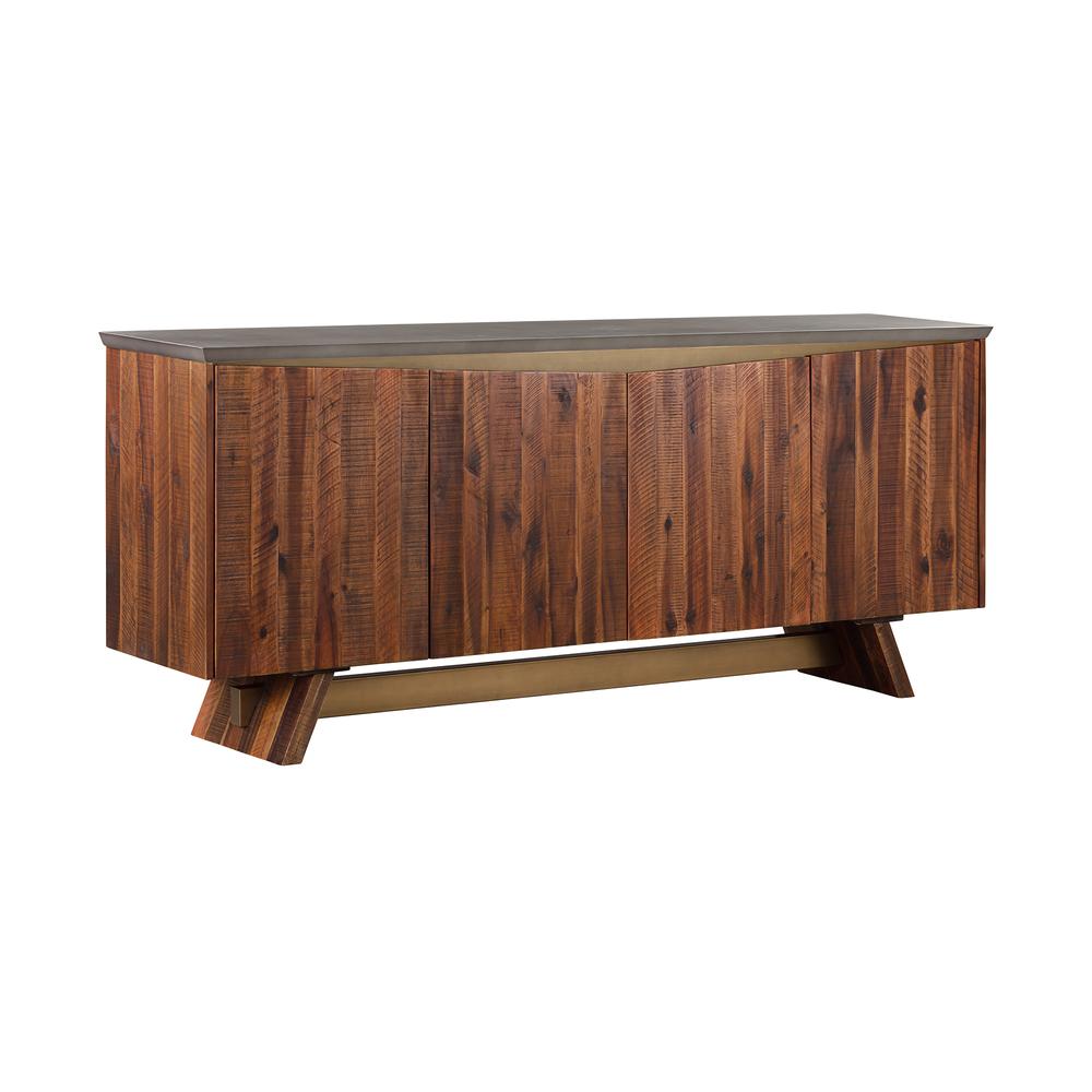 Picadilly 4 Door Sideboard Buffet in Acacia Wood and Concrete. Picture 1