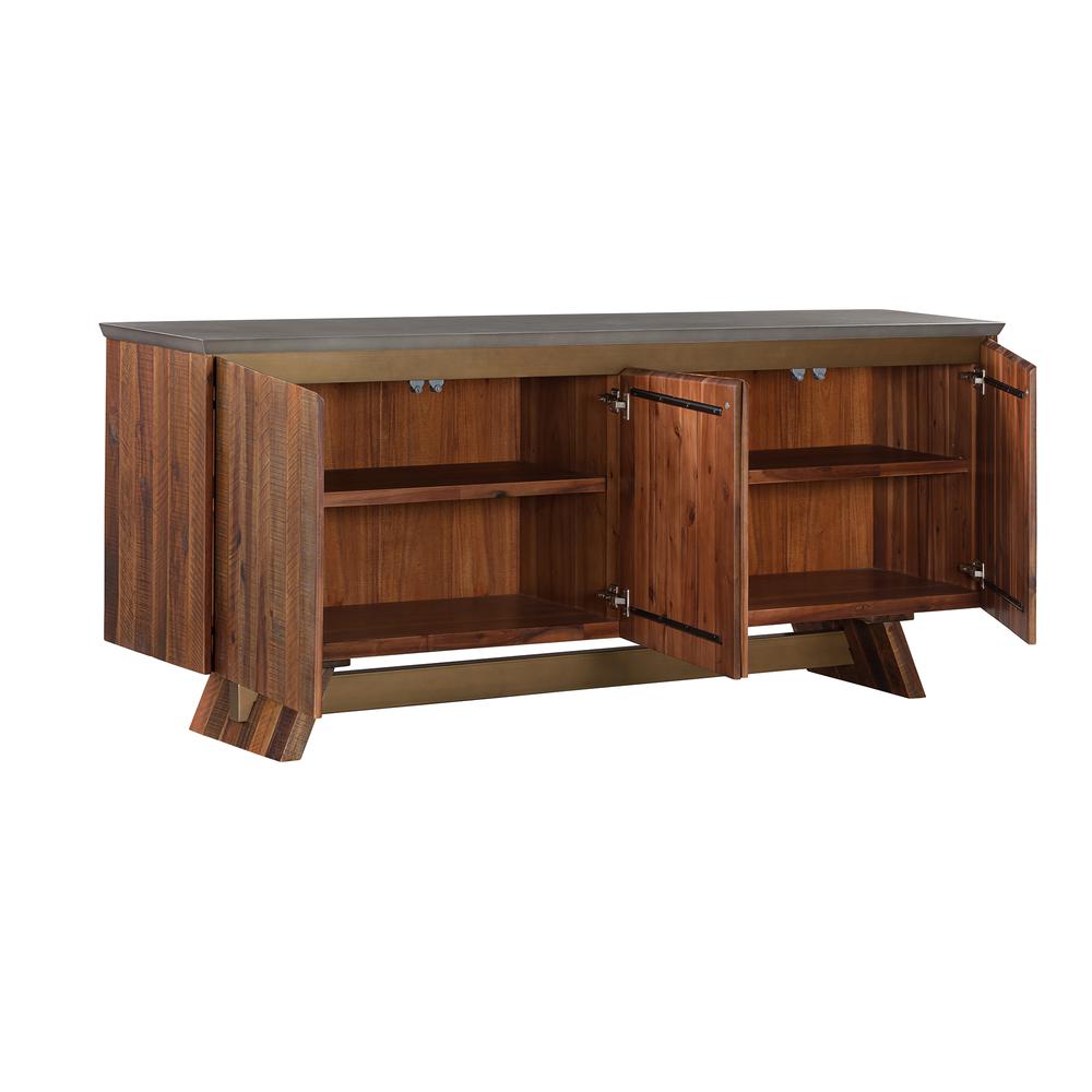 Picadilly 4 Door Sideboard Buffet in Acacia Wood and Concrete. Picture 2