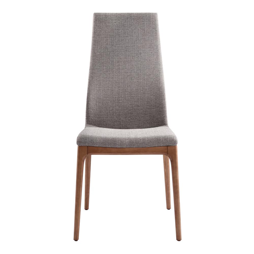 Mid-Century Dining Chair in Walnut Finish and Gray Fabric - Set of 2. Picture 2