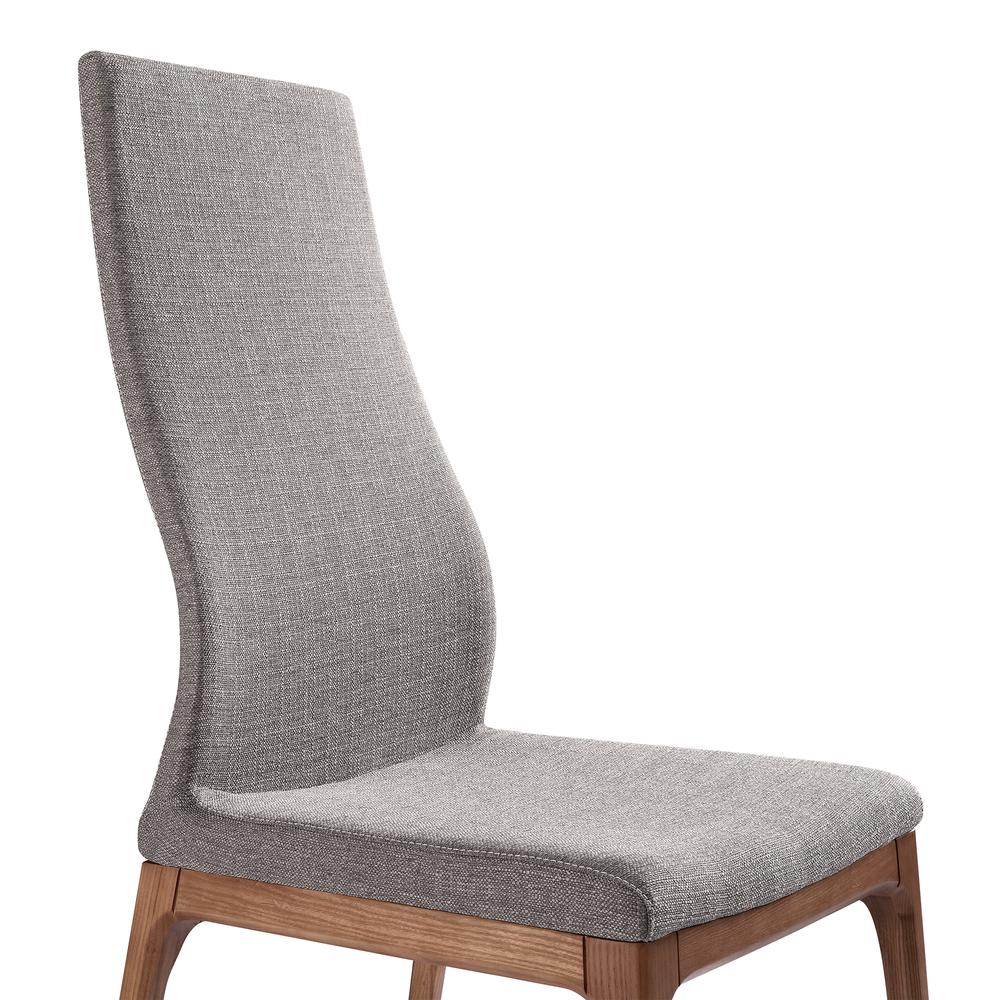Parker Mid-Century Dining Chair in Walnut Finish and Gray Fabric - Set of 2. Picture 4