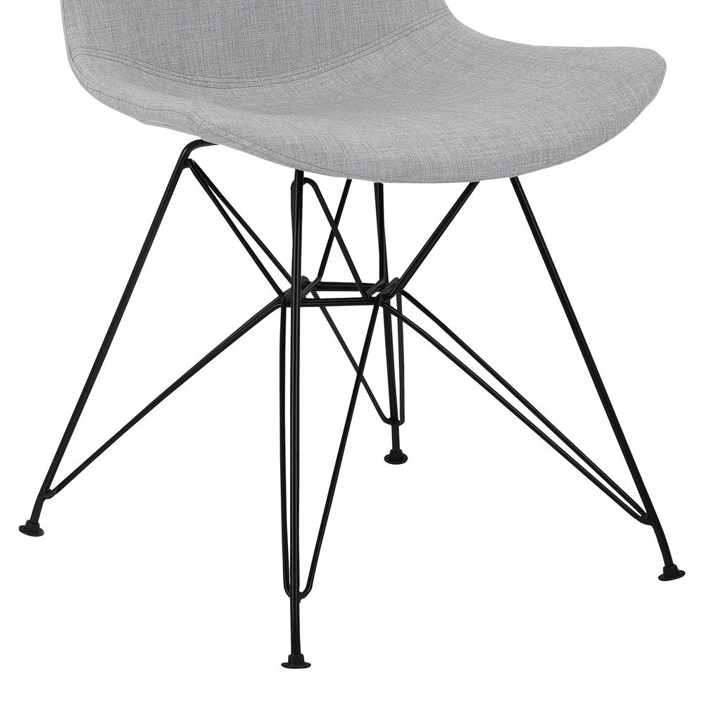Contemporary Dining Chair in Grey Fabric with Black Metal Legs. Picture 6