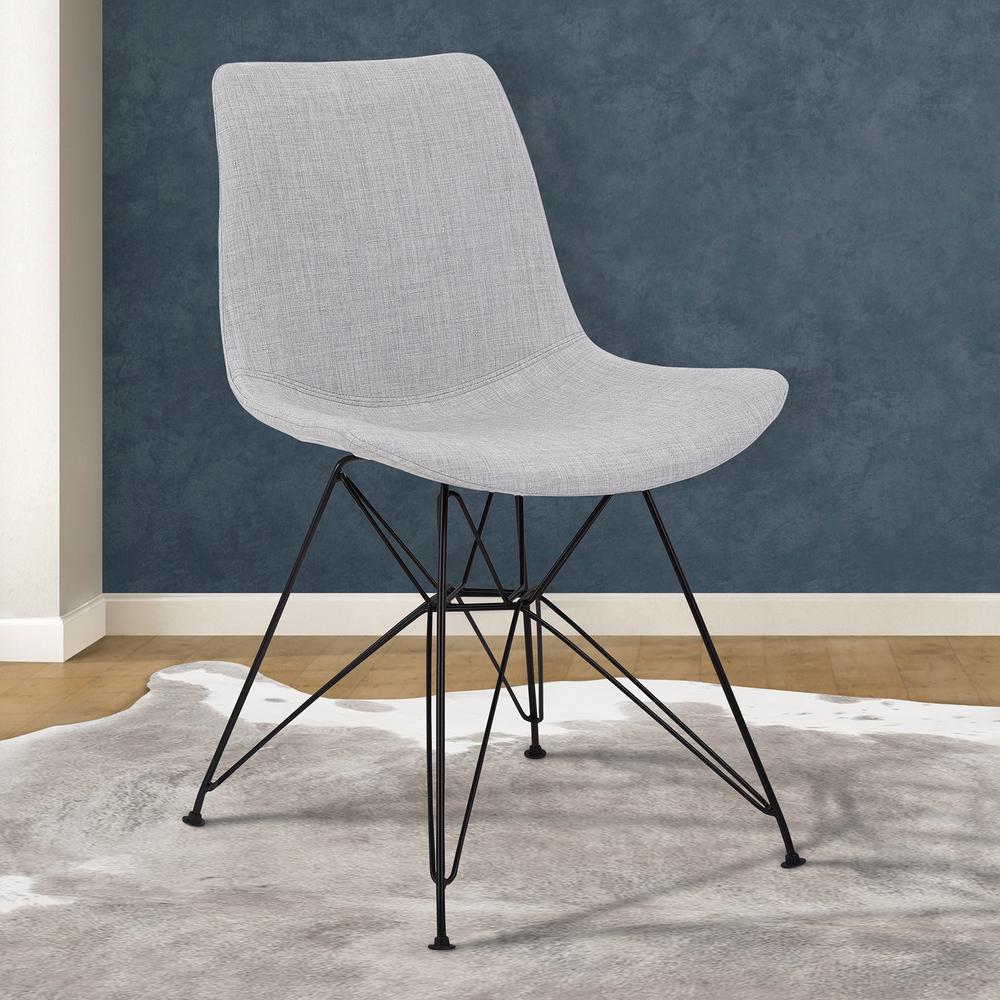 Contemporary Dining Chair in Grey Fabric with Black Metal Legs. Picture 7