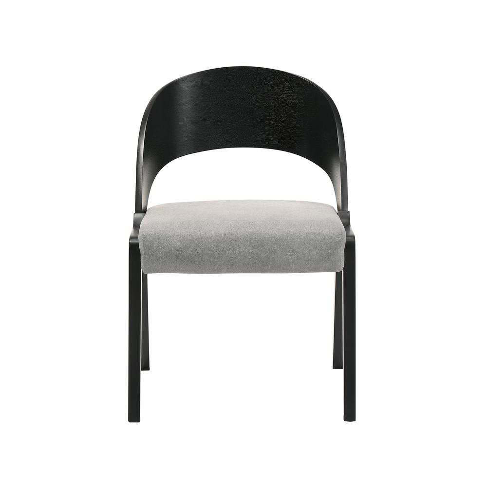 Polly Mid-Century Modern Dining Accent Chairs in Black Finish and Grey Fabric - Set of 2. Picture 3