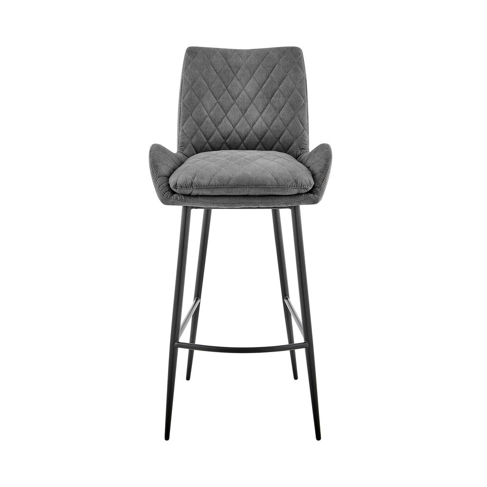 Panama 26" Counter Height Bar Stool in Charcoal Fabric and Black Finish. Picture 1