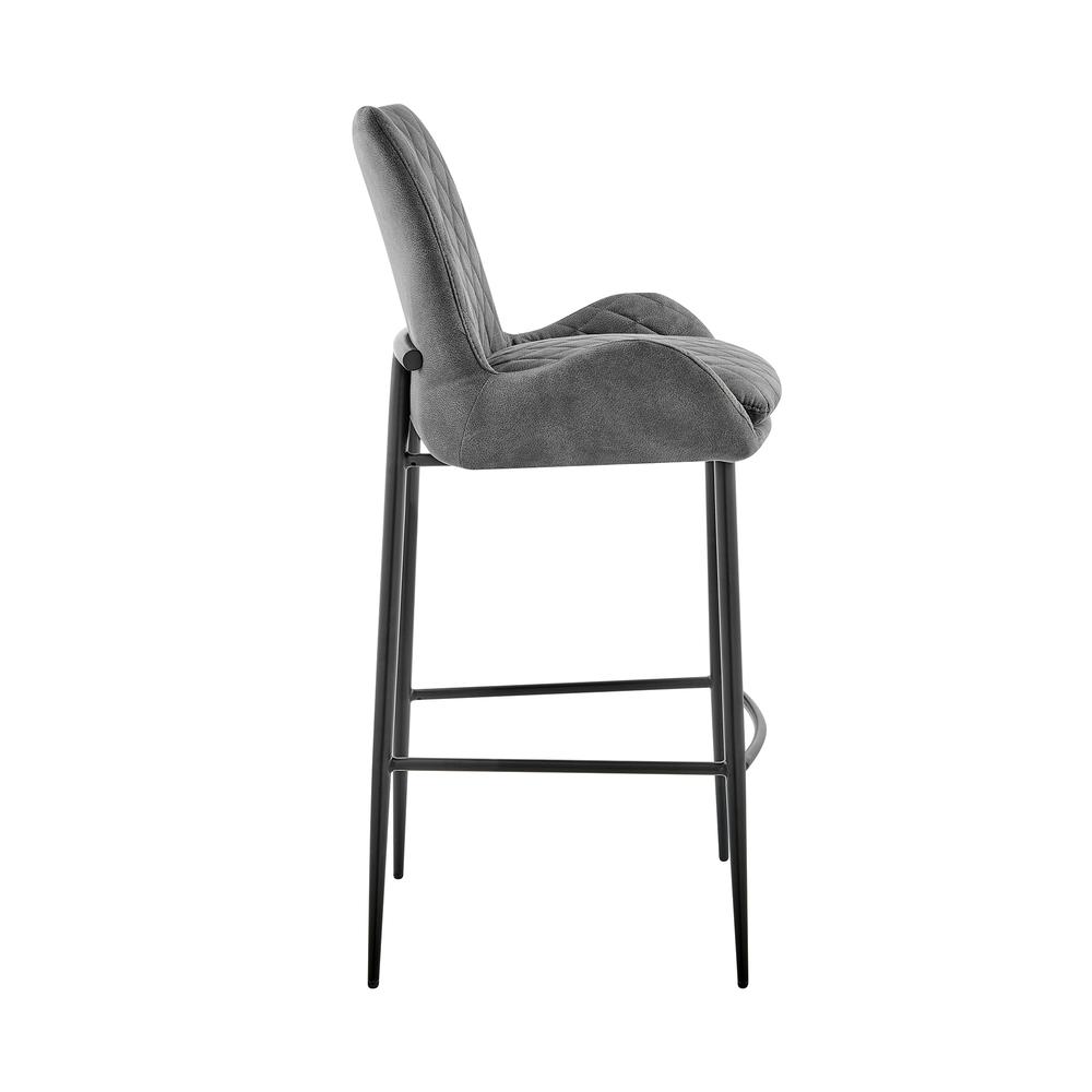 Panama 26" Counter Height Bar Stool in Charcoal Fabric and Black Finish. Picture 2
