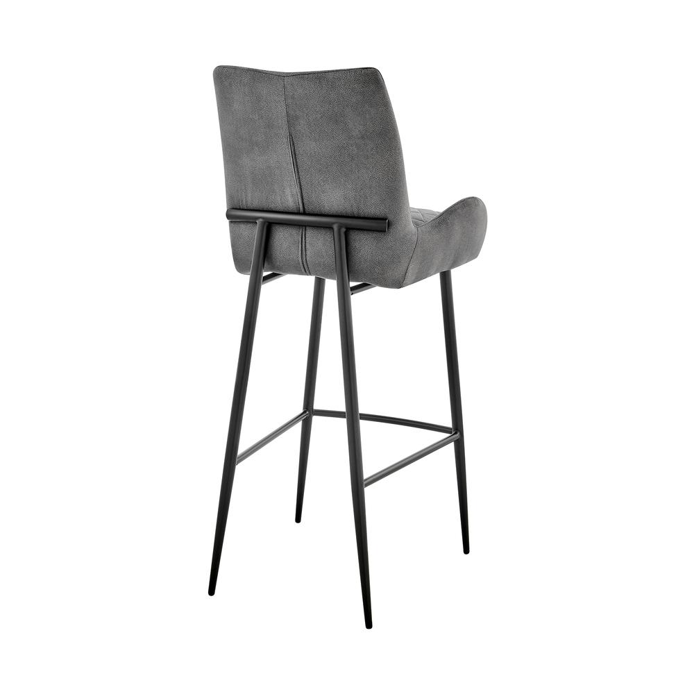 Panama 26" Counter Height Bar Stool in Charcoal Fabric and Black Finish. Picture 3