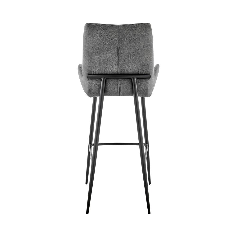 Panama 26" Counter Height Bar Stool in Charcoal Fabric and Black Finish. Picture 4