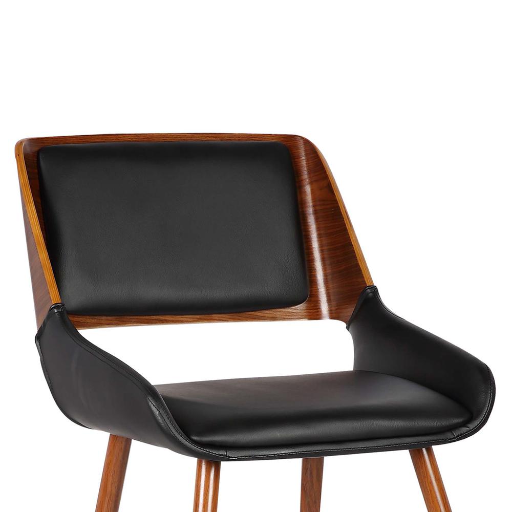 Mid-Century Dining Chair in Walnut Finish - Black Faux Leather. Picture 5