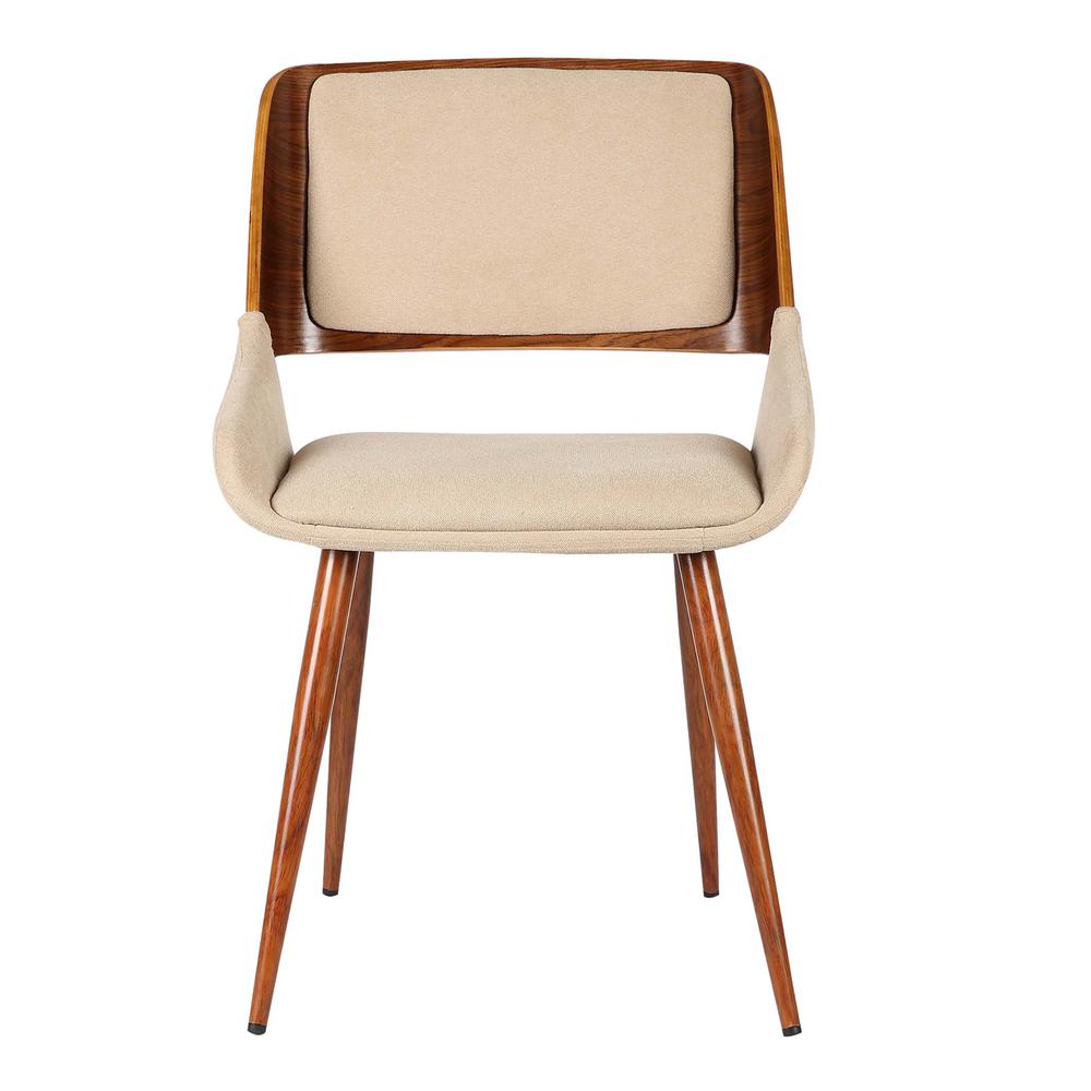 Armen Living Panda Mid-Century Dining Chair in Walnut Finish and Brown Fabric. Picture 2