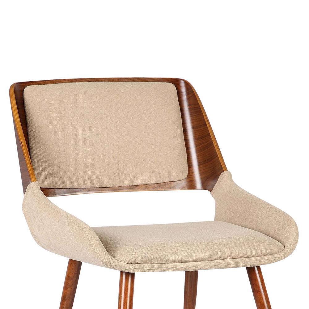Armen Living Panda Mid-Century Dining Chair in Walnut Finish and Brown Fabric. Picture 5