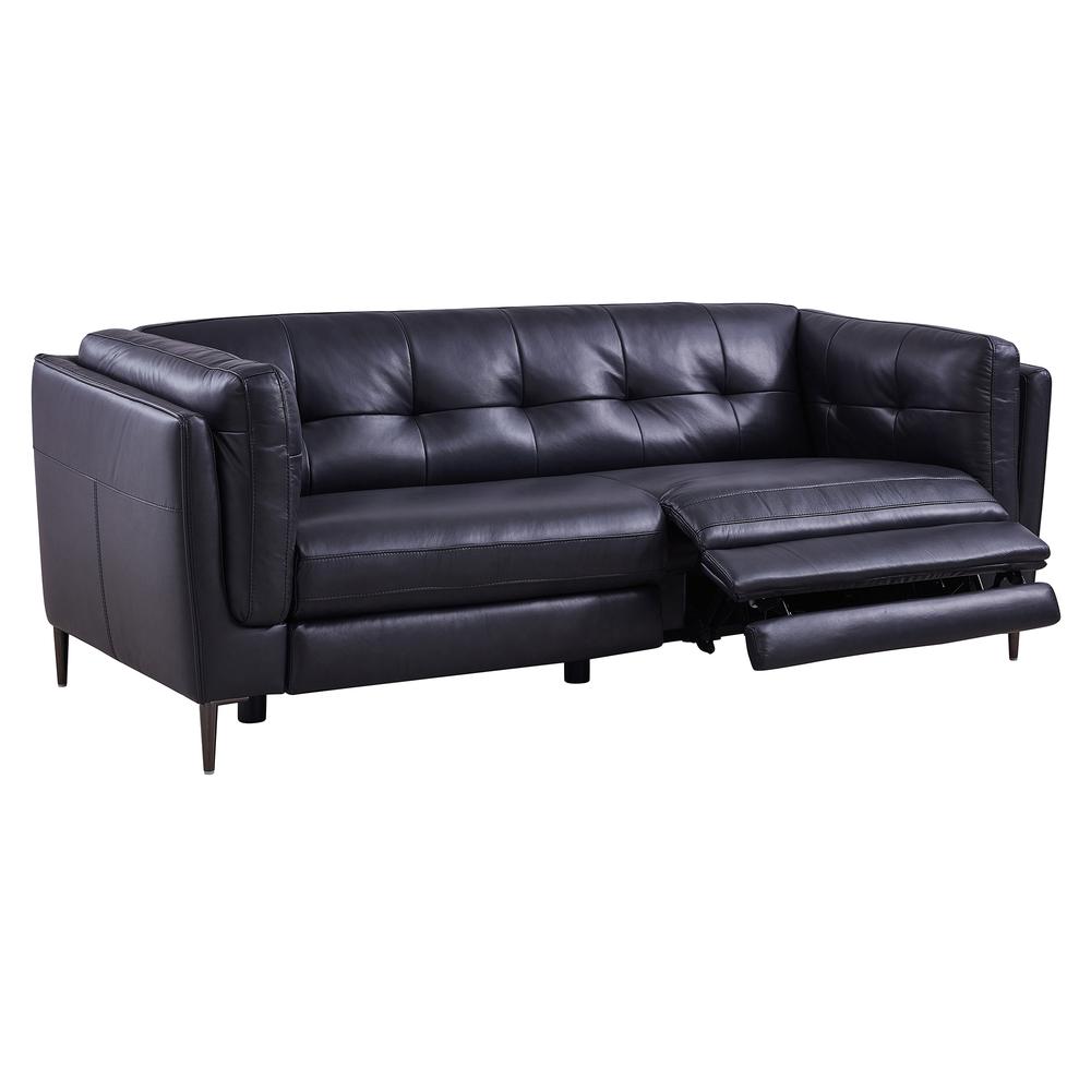 Contemporary Sofa in Dark Metal Finish and Navy Genuine Leather. Picture 3